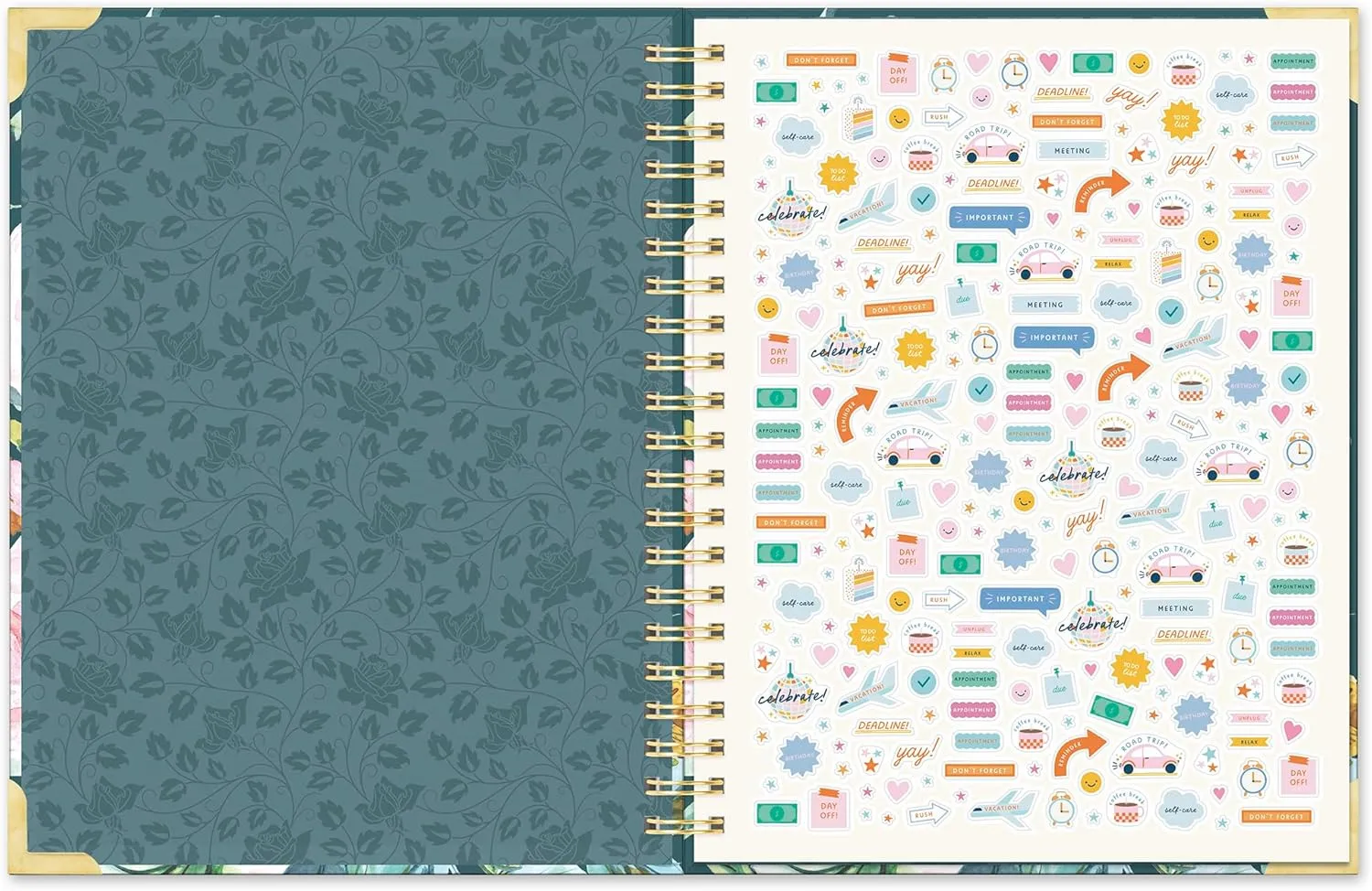 Orange Circle Studio Academic Planner 2026, Bella Flora, Deluxe Extra Large Spiral Planners, 17-Month Weekly & Monthly Spiral Notebook Planner For School or Work, Appointment, Budget & Goal Tracker