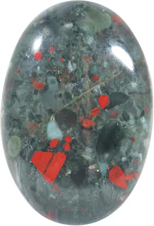 Oval Africa Bloodstone Palm Stone, Polished Worry Pocket Stones Healing Crystal for Therapy Geometry Chakra Balancing