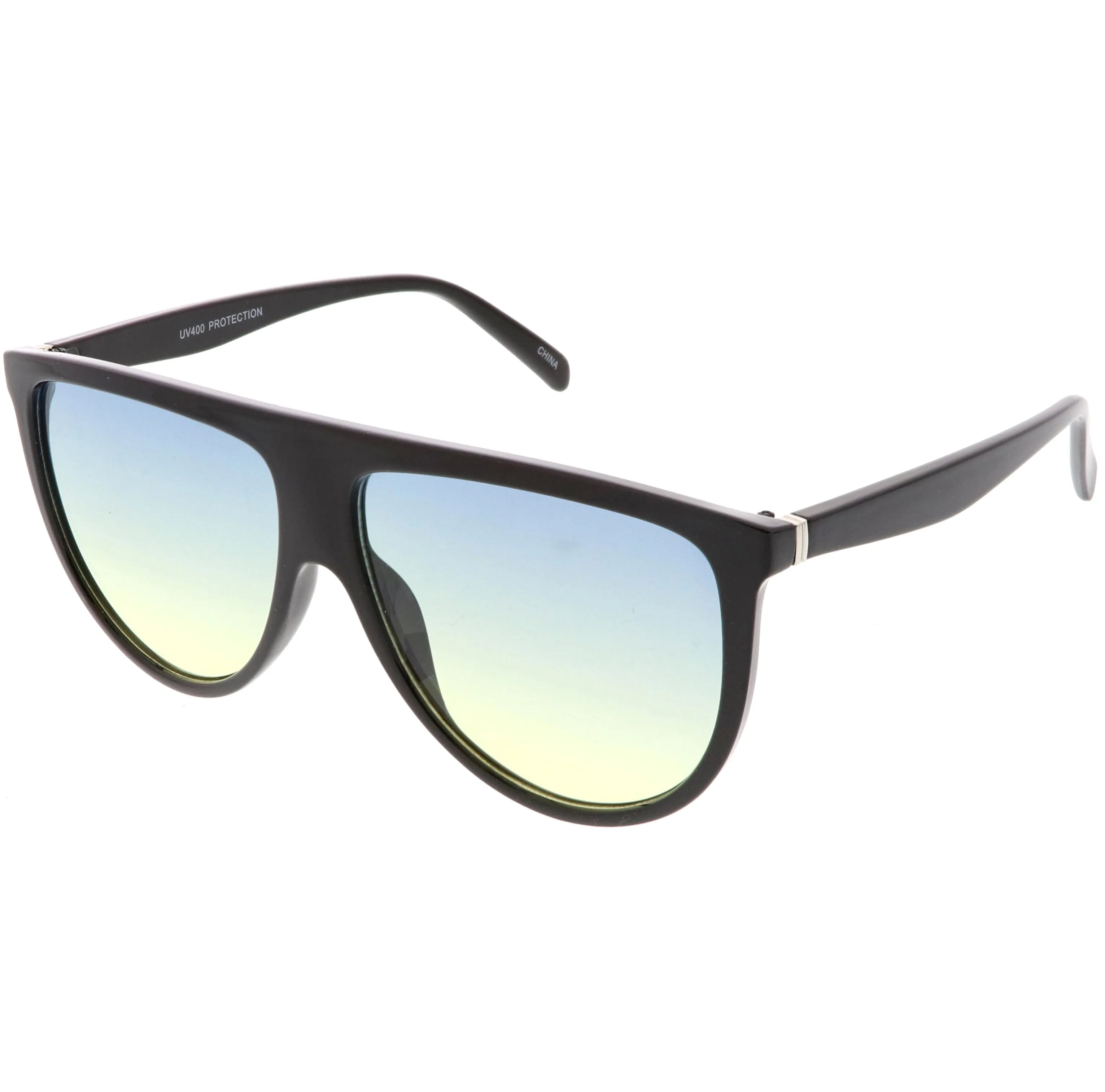 Oversize Retro Flat Top Colored Gradient Lens Aviator Sunglasses C391