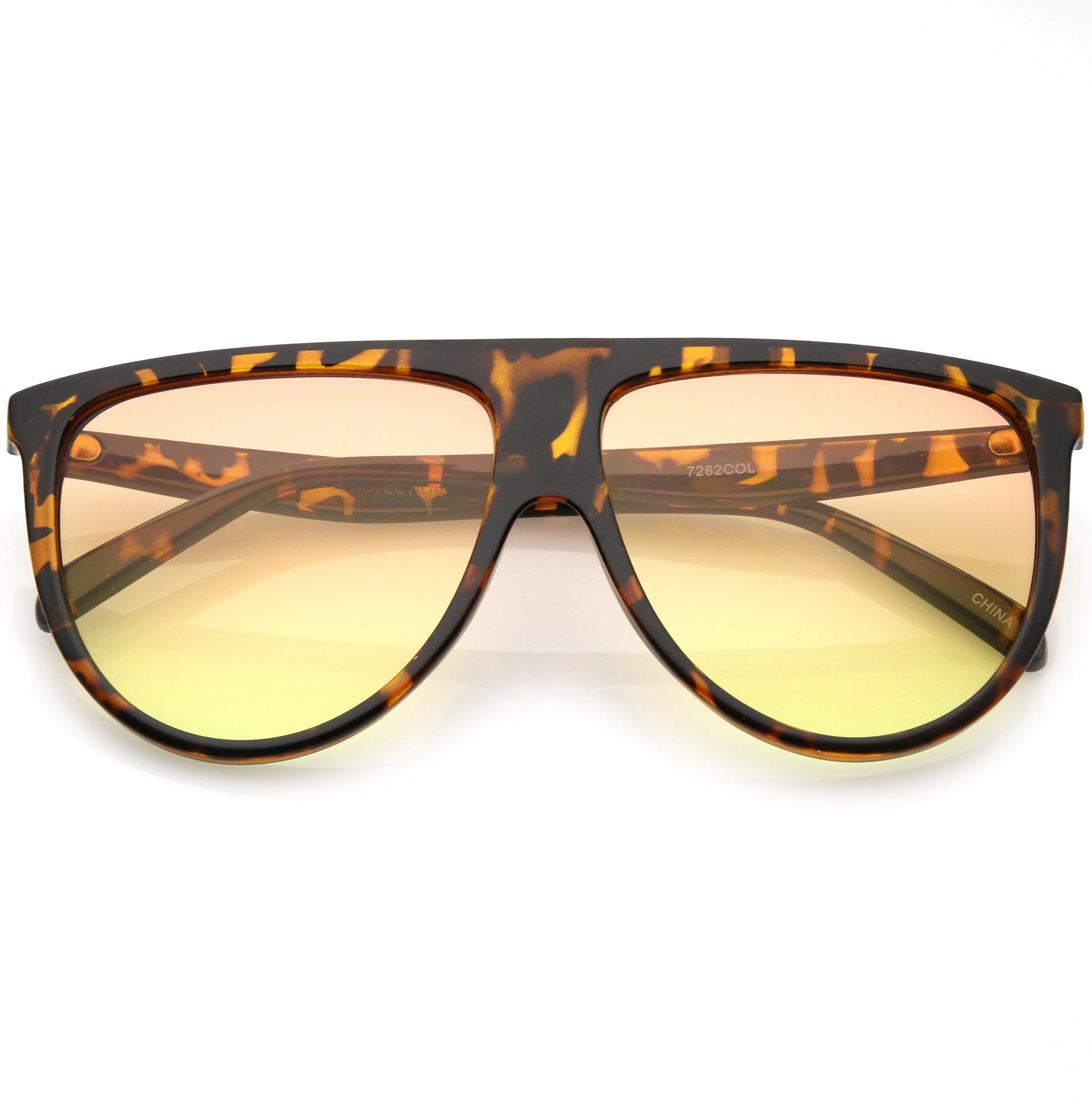 Oversize Retro Flat Top Colored Gradient Lens Aviator Sunglasses C391