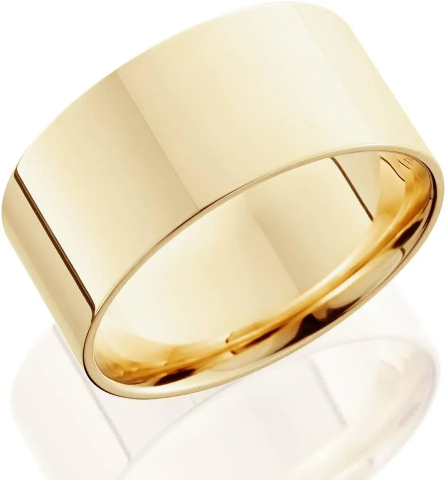 P3 POMPEII3 10mm Flat High Polished Wedding Band 14K Yellow Gold