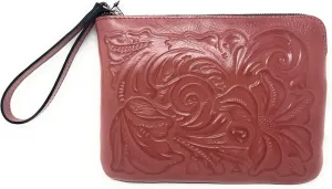 Patricia Nash Tooled Leather Cassini Wristlet, Old Rose, Pink