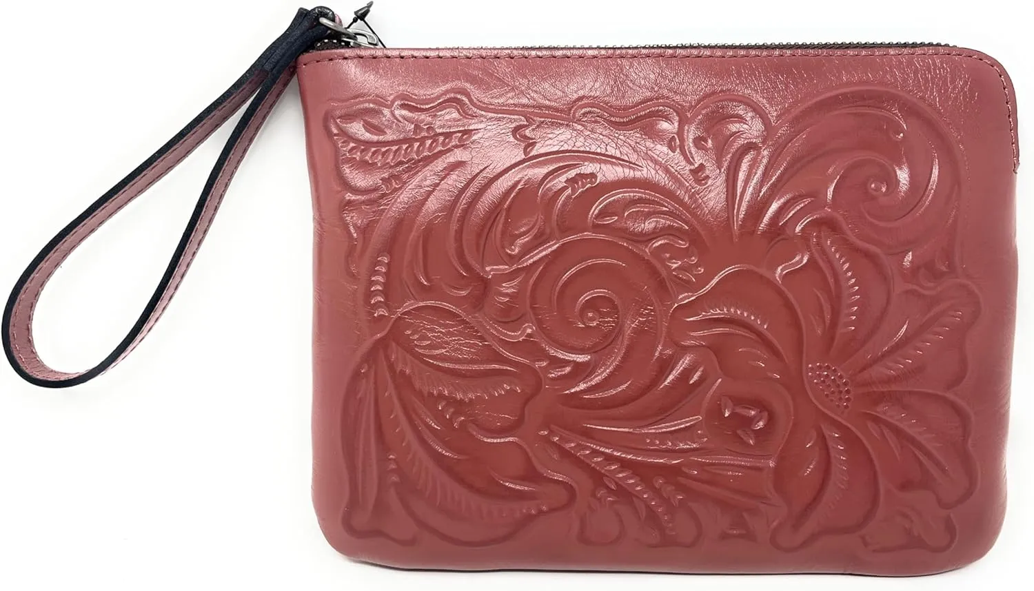 Patricia Nash Tooled Leather Cassini Wristlet, Old Rose, Pink