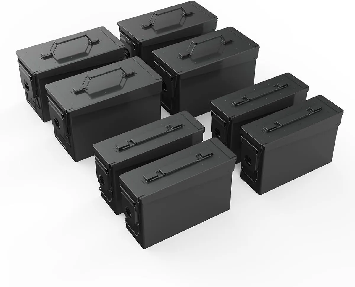 PATRON Cal Ammo Can Metal 9mm Ammo Box Storage Crate case for Shotgun Bullet Rifle Nerf Ammunition Waterproof case-Gard Organizer(Black)