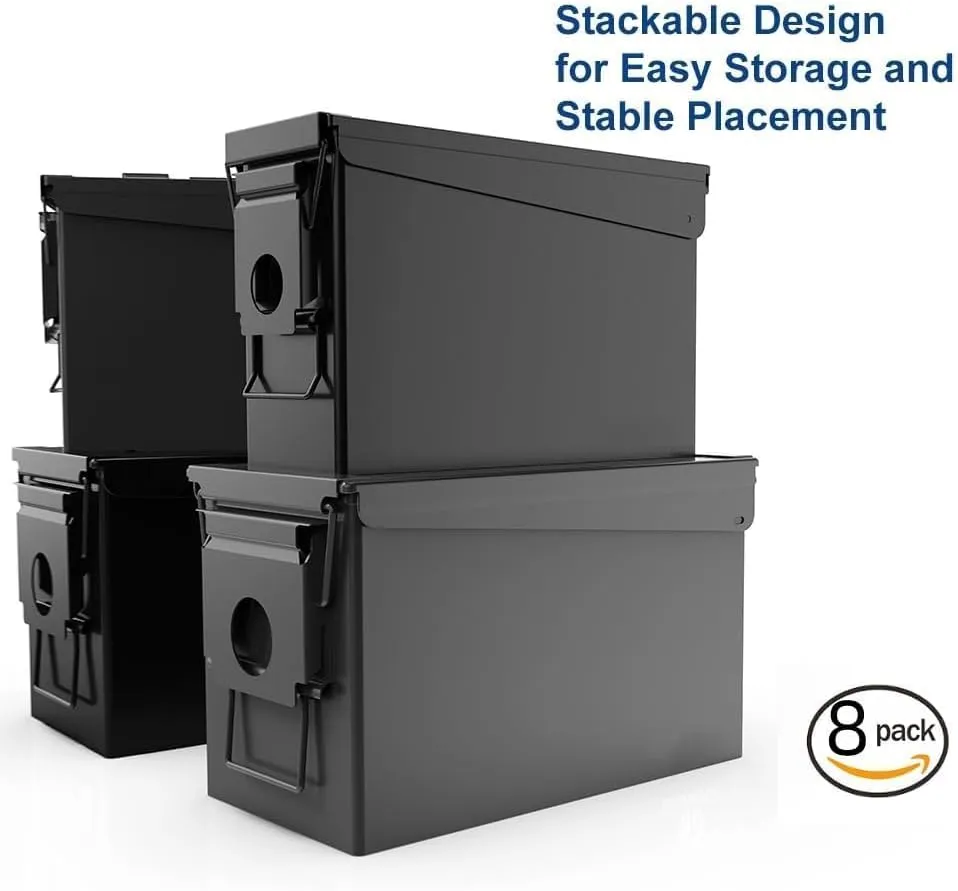 PATRON Cal Ammo Can Metal 9mm Ammo Box Storage Crate case for Shotgun Bullet Rifle Nerf Ammunition Waterproof case-Gard Organizer(Black)