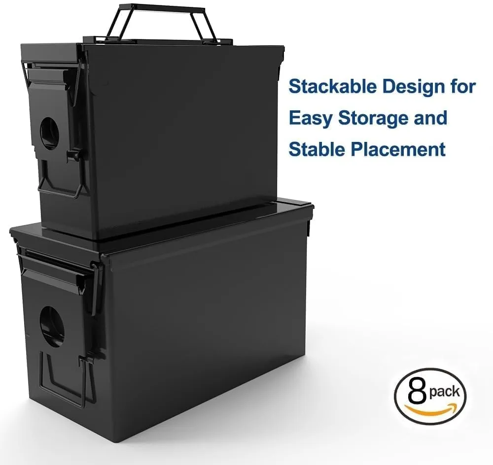 PATRON Cal Ammo Can Metal 9mm Ammo Box Storage Crate case for Shotgun Bullet Rifle Nerf Ammunition Waterproof case-Gard Organizer(Black)