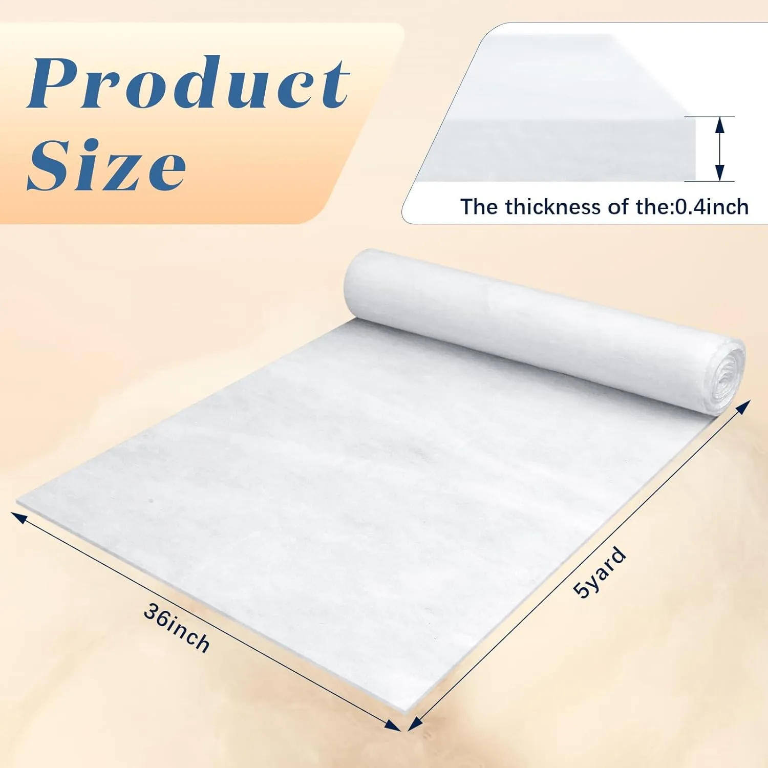 Peryiter 2 Roll Upholstery Quilt Batting 36 Inch x 5 Yard x 0.4 Inch Polyester Batting Multipurpose Fiberfill Stuffing Fabric for Cushion Pillows Bedspreads Interior Decoration Crafts
