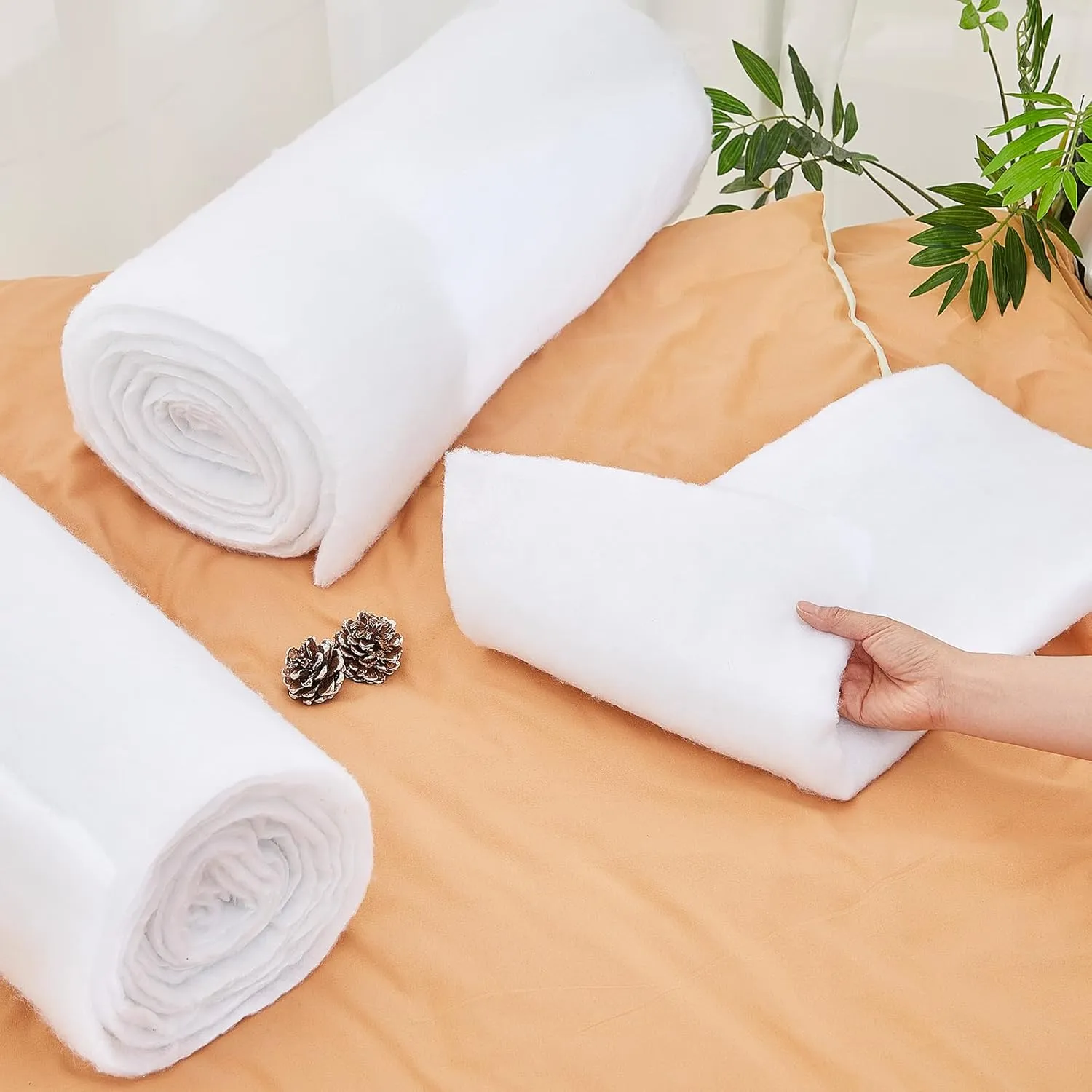 Peryiter 2 Roll Upholstery Quilt Batting 36 Inch x 5 Yard x 0.4 Inch Polyester Batting Multipurpose Fiberfill Stuffing Fabric for Cushion Pillows Bedspreads Interior Decoration Crafts