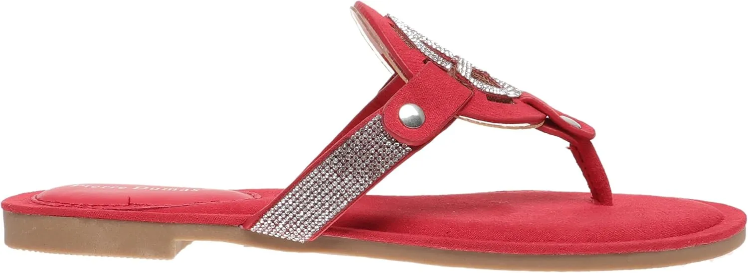 Pierre Dumas Women's Medallion Vegan Slide Thong Flip Flop Flat Sandal