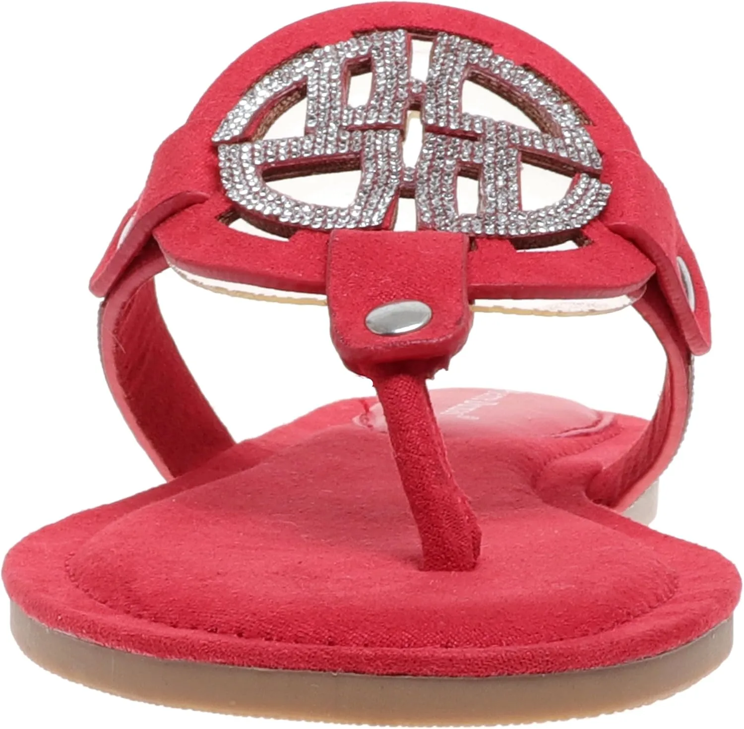 Pierre Dumas Women's Medallion Vegan Slide Thong Flip Flop Flat Sandal