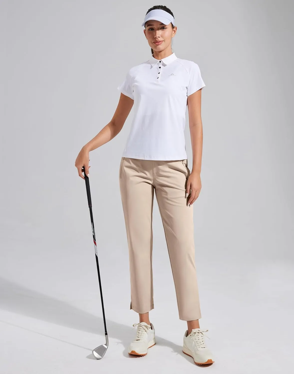 Pioneer Camp Womens Golf Pants with Zip Pockets High Waisted Stretch 7/8 Ankle Dress Work Business Casual Slacks Travel Pants