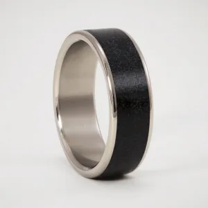 Polished Black concrete and titanium ring