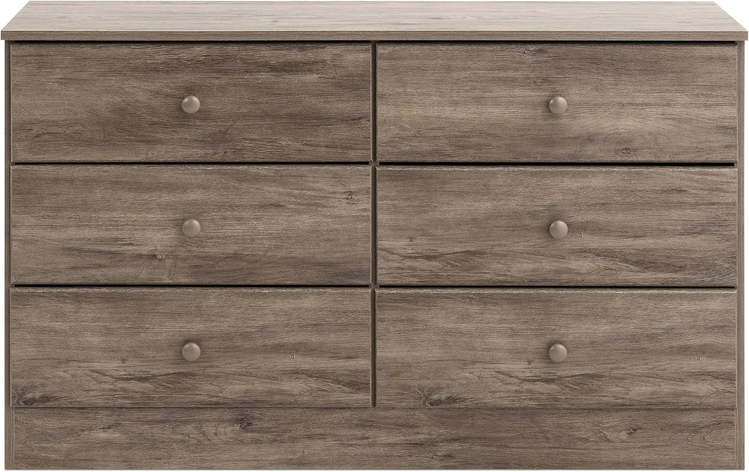 Prepac Astrid Simplistic 6-Drawer Dresser for Bedroom, Functional Bedroom Dresser Chest of Drawers 15.5" D x 47.5" W x 26.85" H, Drifted Gray