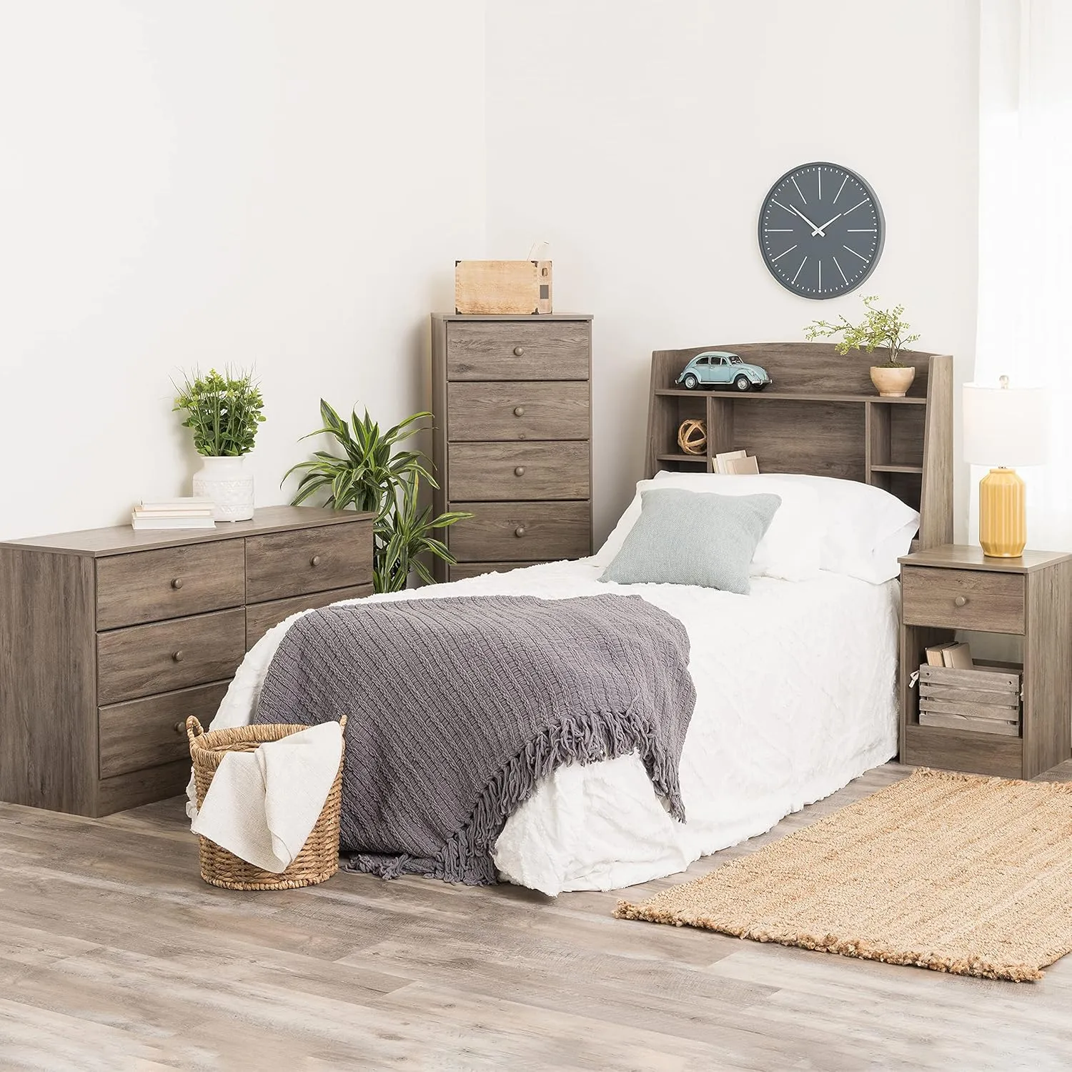 Prepac Astrid Simplistic 6-Drawer Dresser for Bedroom, Functional Bedroom Dresser Chest of Drawers 15.5" D x 47.5" W x 26.85" H, Drifted Gray