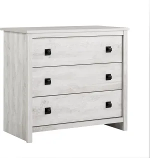 Prepac Bancroft 29.75" Wide Nightstand, Wood Nightstand with Drawers for Bedrooms, Hallway Contemporary Wood Storage, Side Table with 3 Drawers Suitable for Entryway, Livingroom, Bedroom, Washed White