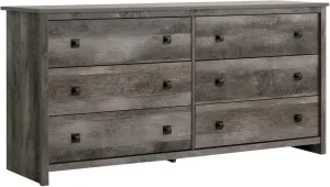 Prepac Bancroft 60" Wide Dresser, Wood Dresser with Drawers for Bedrooms, Hallway Contemporary Wood Storage, Storage Cabinet with 6 Drawers Suitable for Entryway, Livingroom, Bedroom, Rustic Oak