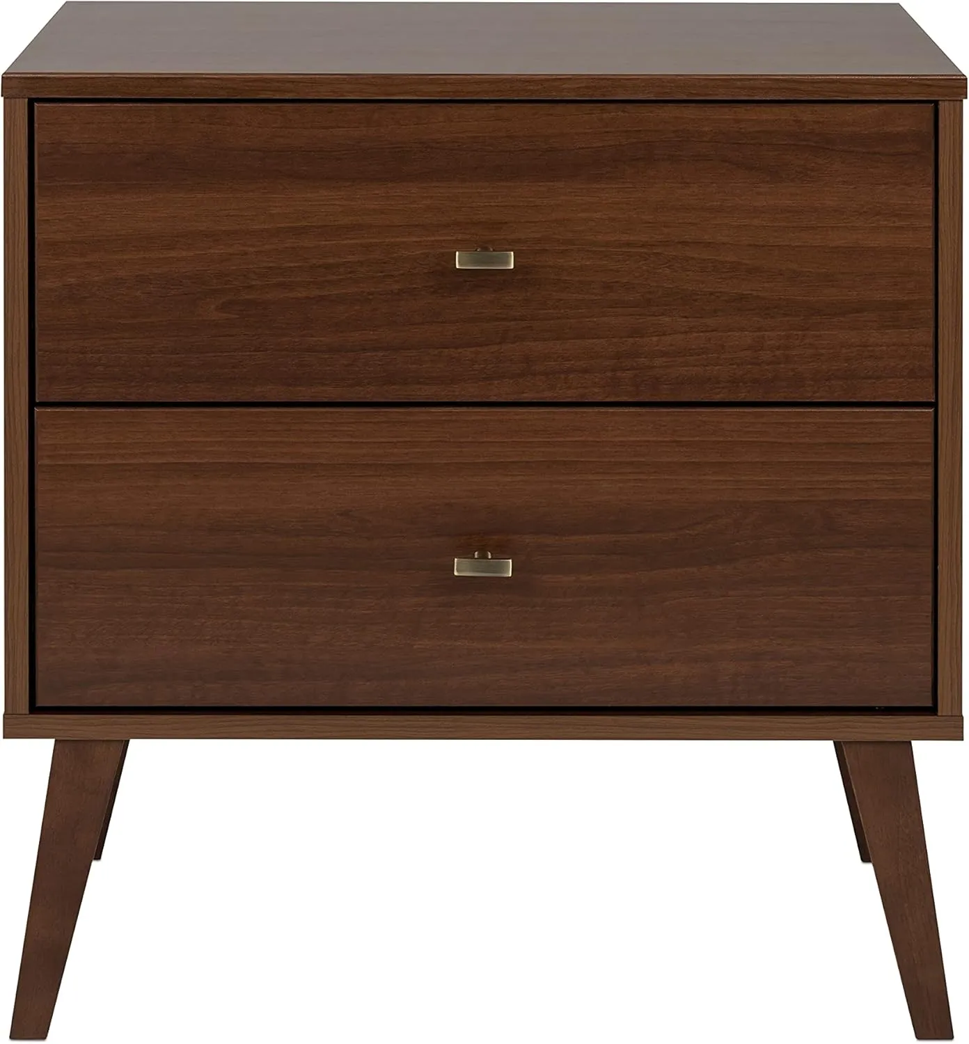 Prepac Milo Mid-Century Modern 2 Drawer Nightstand, Bedside Table, Contemporary Bedroom Furniture, 16"D x 25"W x 25"H, Cherry