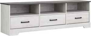 Prepac Rustic Ridge TV Stand, Washed White Storage Cabinet with Shelves, Living Room Storage Cabinet 66" W x 20" H x 16" D