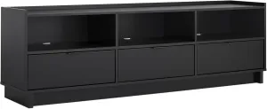 Prepac Simply Modern TV Stand, Black Storage Cabinet with Shelves, Living Room Storage Cabinet 70.25" W x 22" H x 16" D