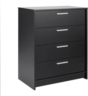 Prepac Studio Essentials Dresser, Black Dresser for Bedroom, Chest of Drawers with 4 Drawers 18" D X 30" W x 36.5" H, BDBR-2104-1