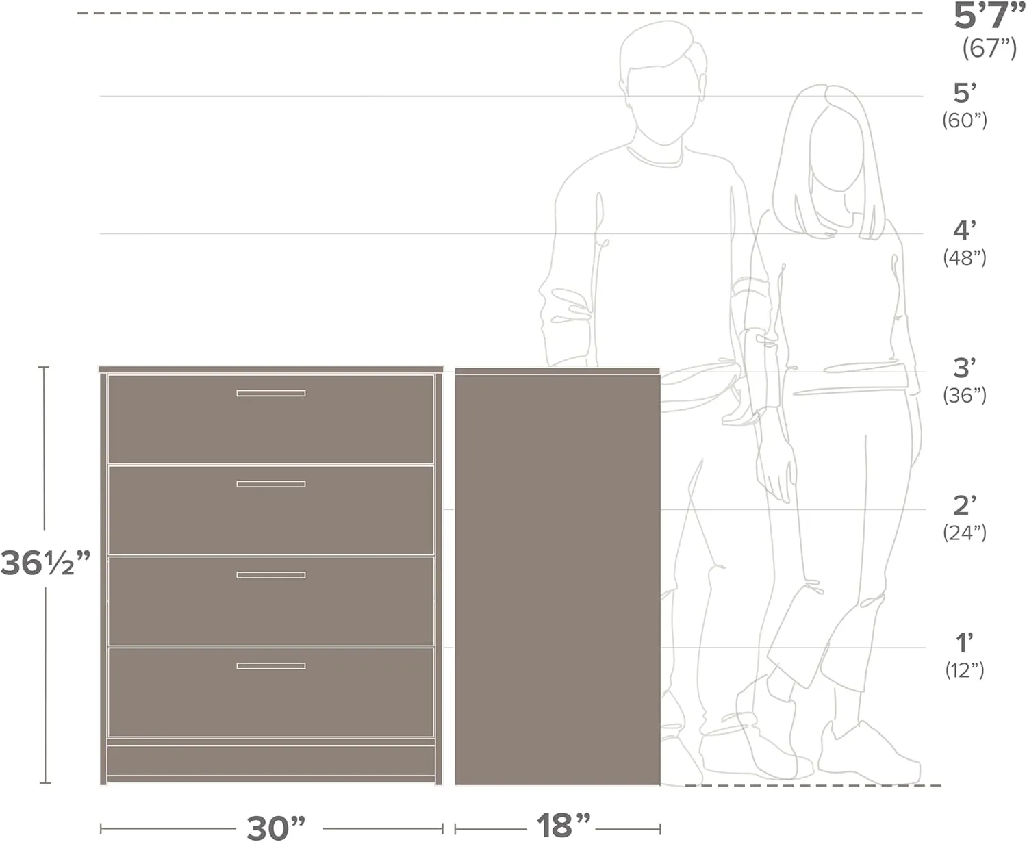 Prepac Studio Essentials Dresser, Black Dresser for Bedroom, Chest of Drawers with 4 Drawers 18" D X 30" W x 36.5" H, BDBR-2104-1