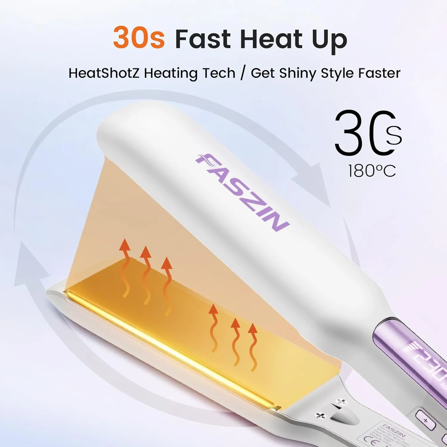Professional Hair Straightener, 1.65inch Wide-Plate, Titanium Negative Ion Flat Iron, 30s Rapid Heating, LED Real-Time Temp Display, Wide Voltage & 10 Adjustable Temperature Levels (260-450℉)
