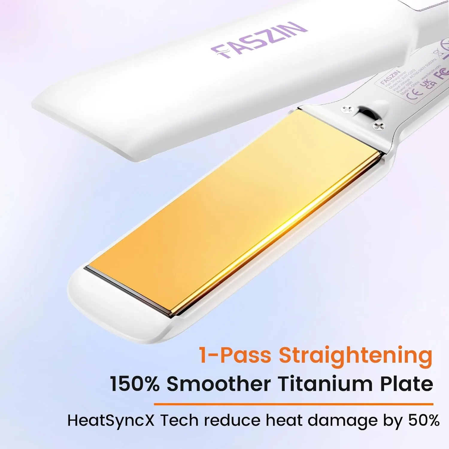 Professional Hair Straightener, 1.65inch Wide-Plate, Titanium Negative Ion Flat Iron, 30s Rapid Heating, LED Real-Time Temp Display, Wide Voltage & 10 Adjustable Temperature Levels (260-450℉)