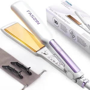 Professional Hair Straightener, 1.65inch Wide-Plate, Titanium Negative Ion Flat Iron, 30s Rapid Heating, LED Real-Time Temp Display, Wide Voltage & 10 Adjustable Temperature Levels (260-450℉)