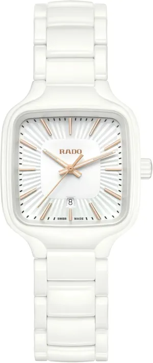 Rado True Square Ladies, White Dial with Gold Index and Date Display and Swiss Automatic Movement