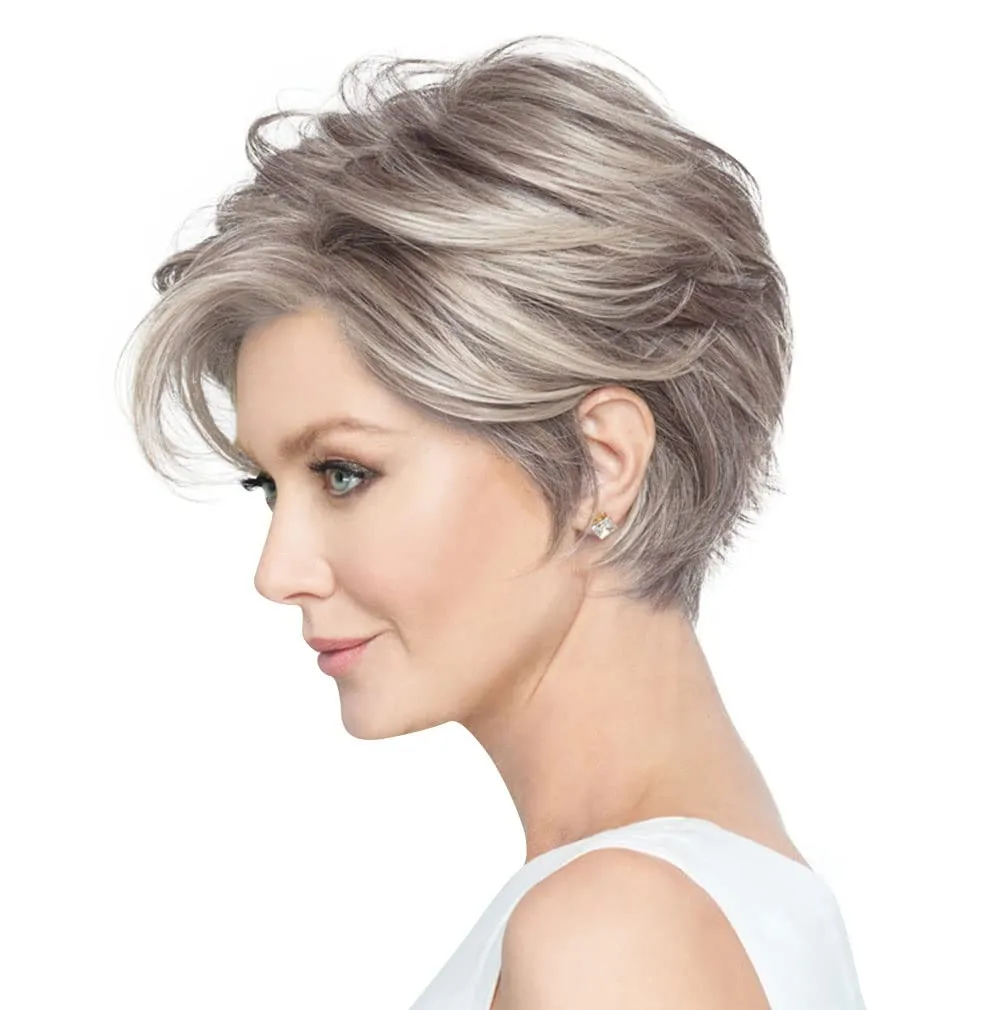 Raquel Welch Go To Style Versatile Flattering Short Shag Wig by Hairuwear, Average Cap, RL119 Silver & Smoke