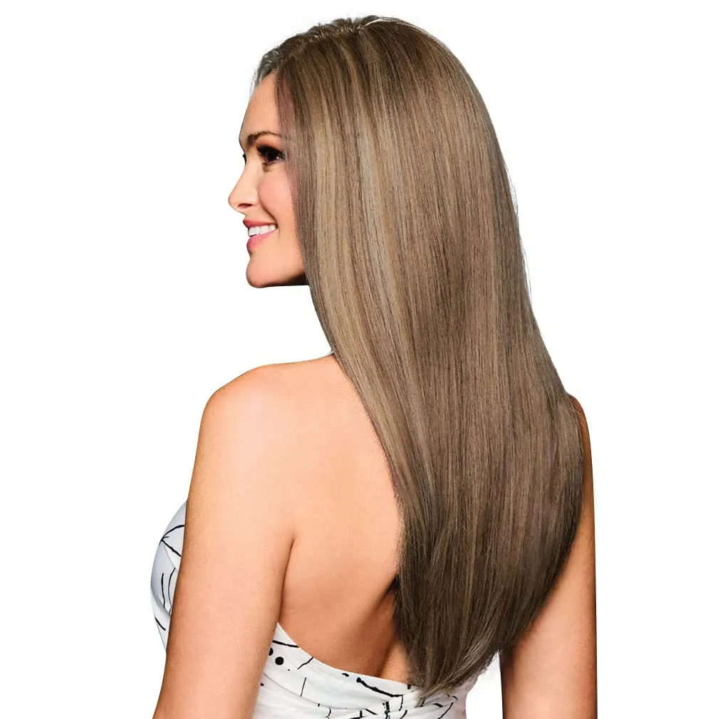Raquel Welch Stay The Night Long Tapered Layered Wig, 100% Hand Tied by Hairuwear, Petite-Average Cap, RL10/22SS Iced Cappuccino