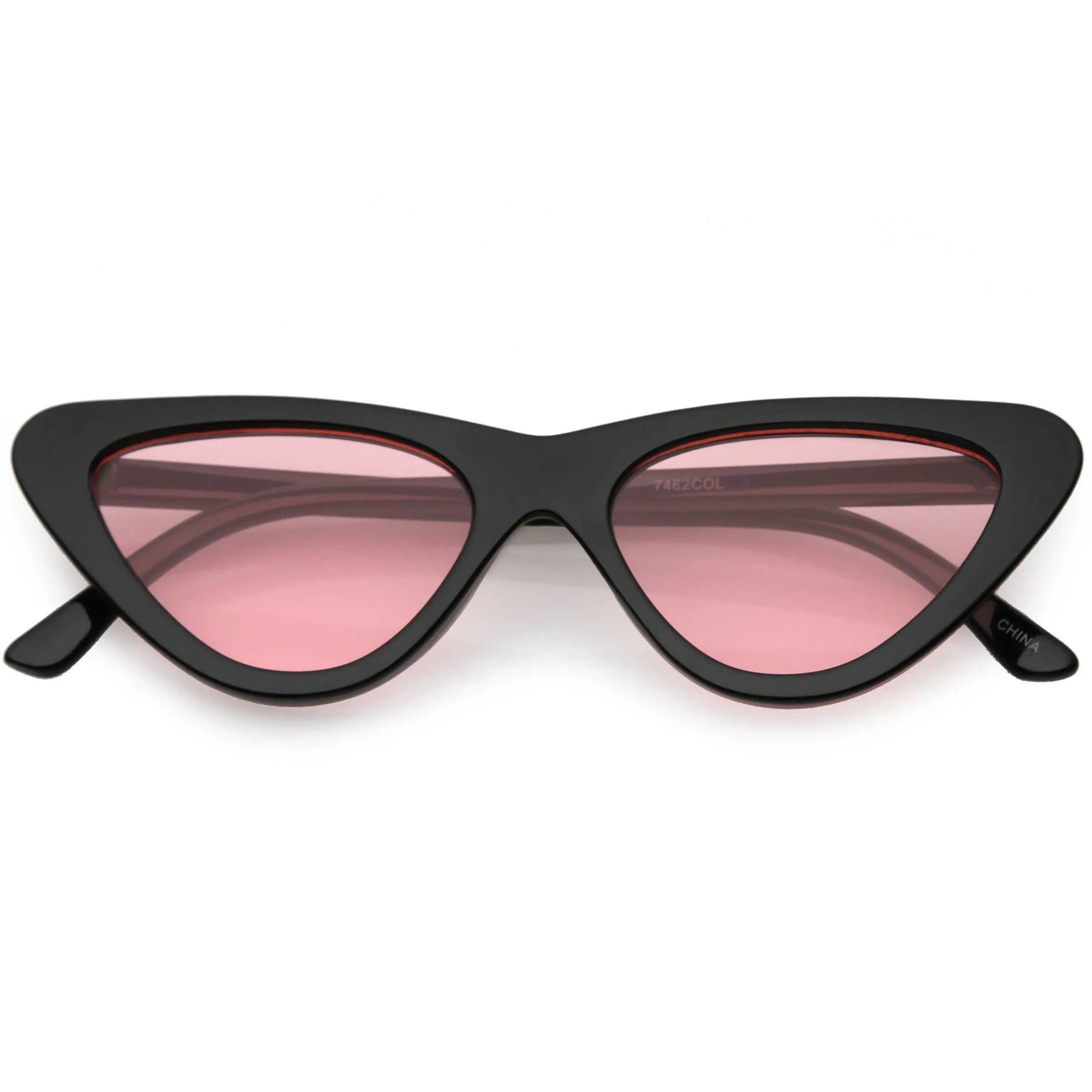 Retro 1990's Narrow Color Tone Flat Lens Cat Eye Sunglasses C522