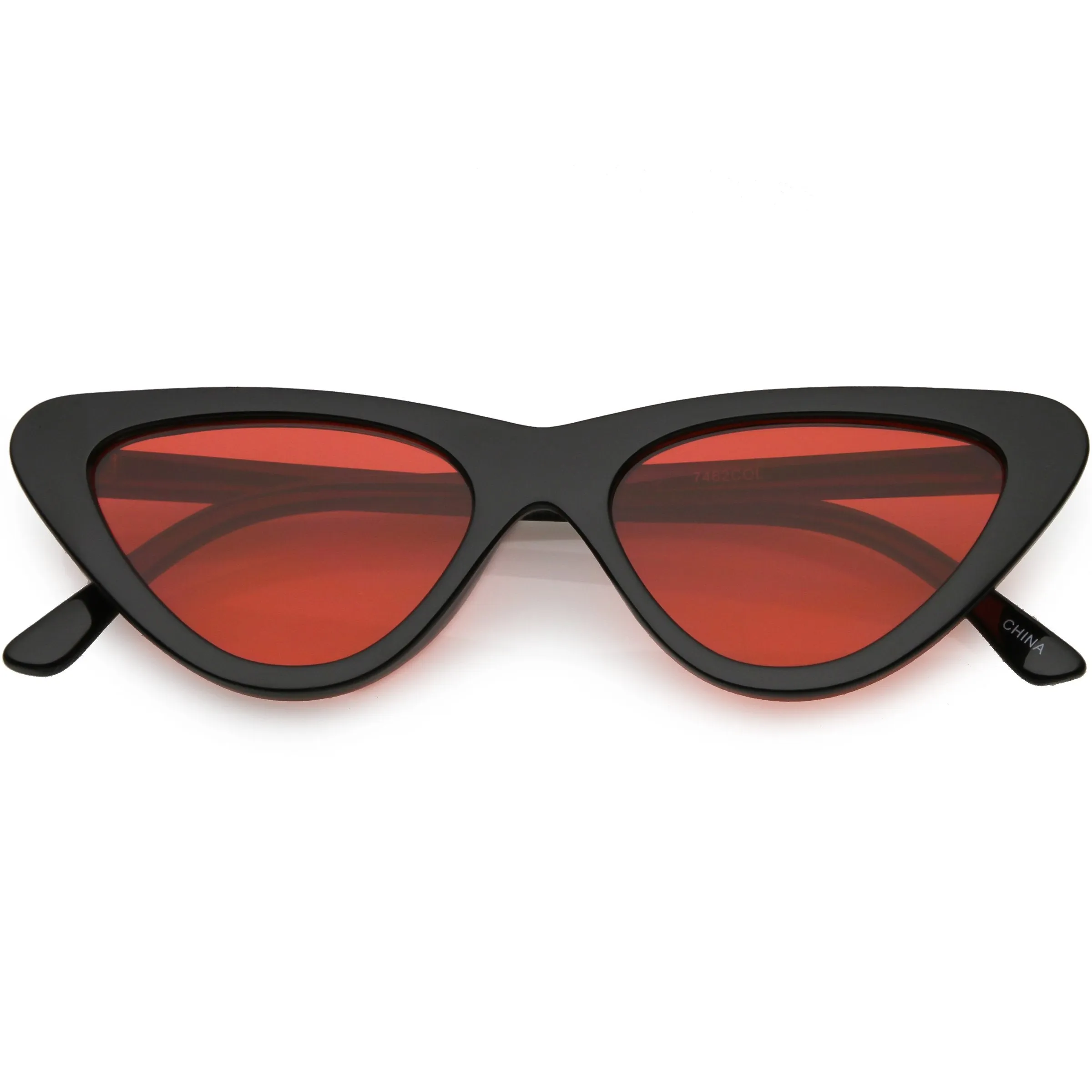 Retro 1990's Narrow Color Tone Flat Lens Cat Eye Sunglasses C522
