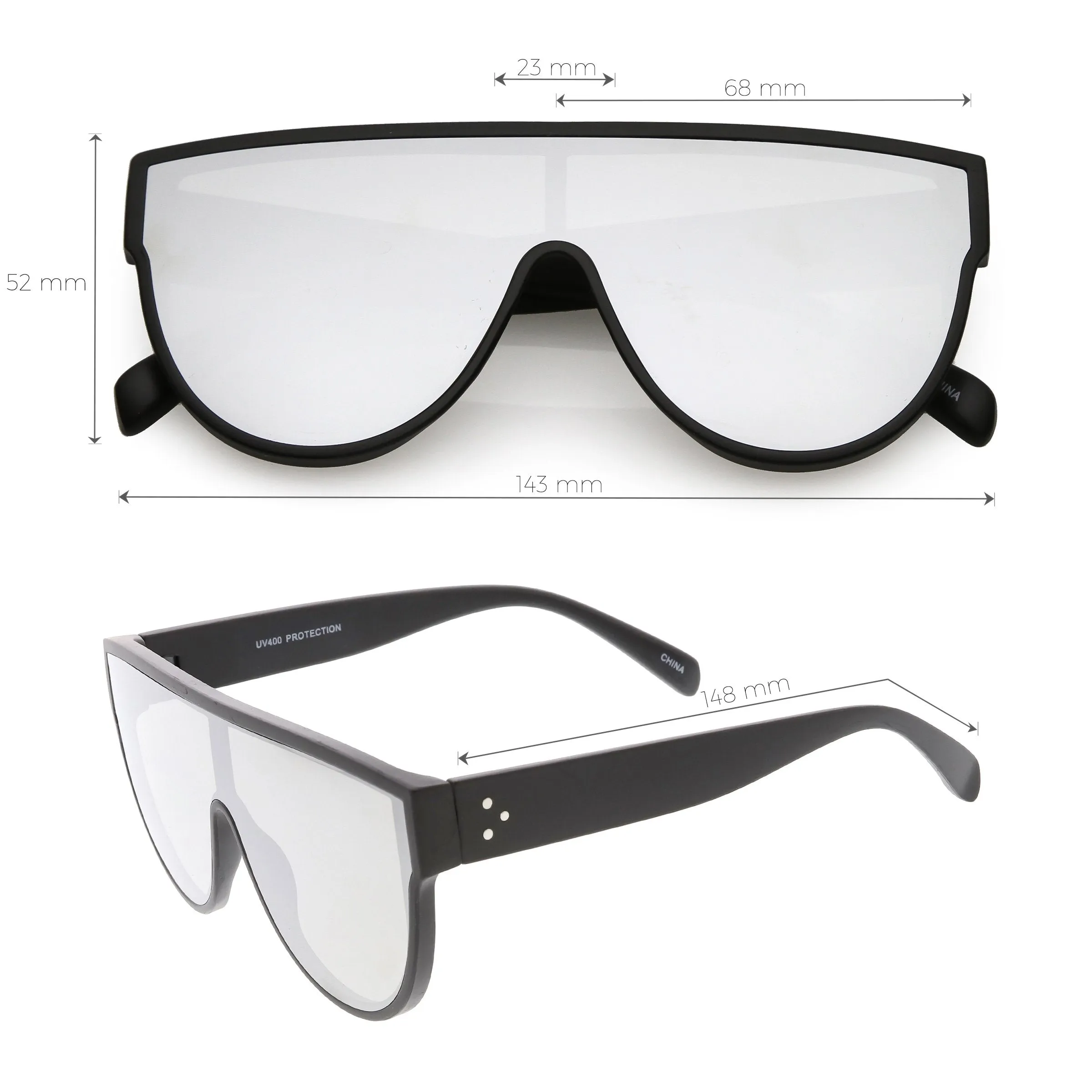Retro Modern Infinity Mirrored Flat Lens Shield Sunglasses C558