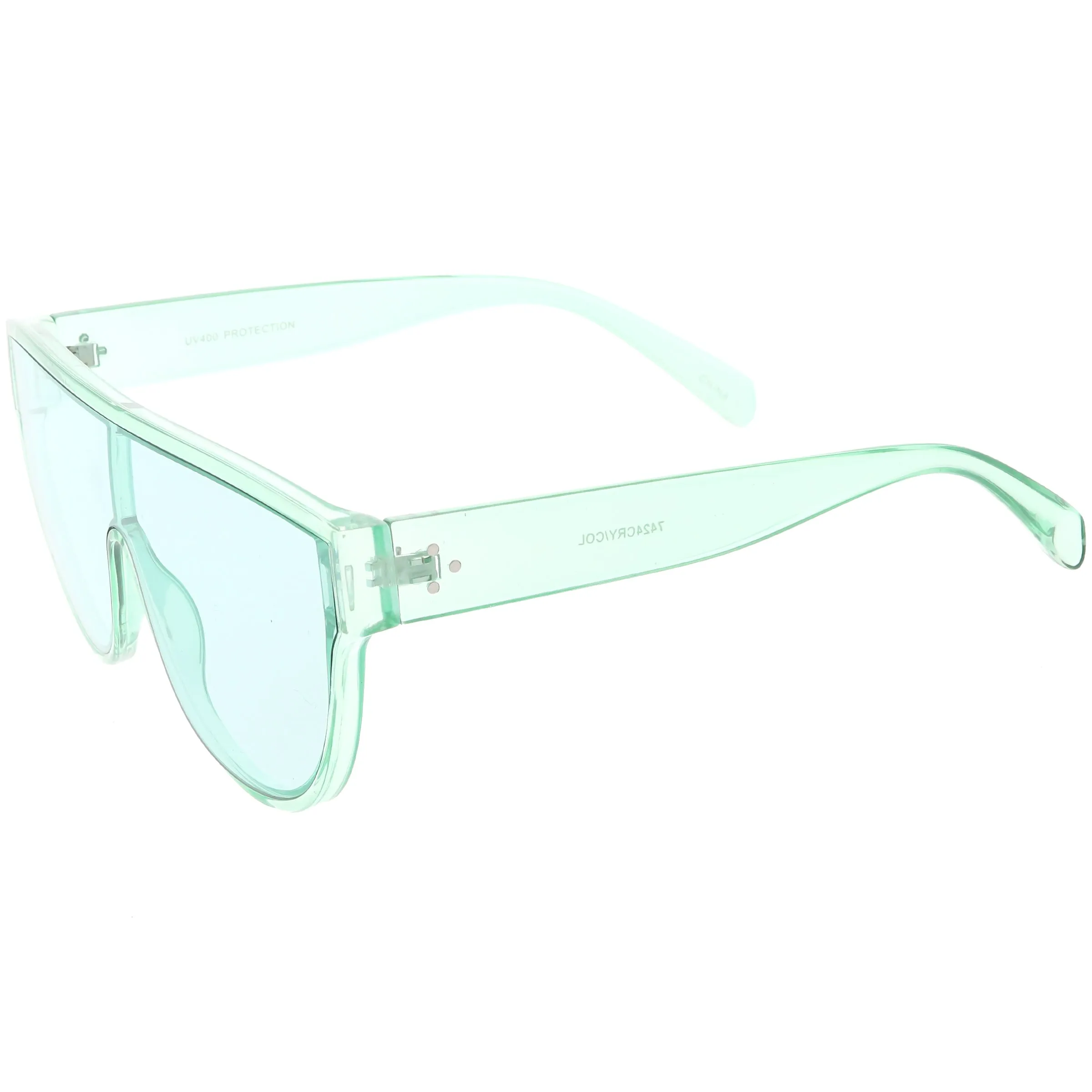 Retro Oversize Flat Top Transparent Color Tone Shield Sunglasses C559