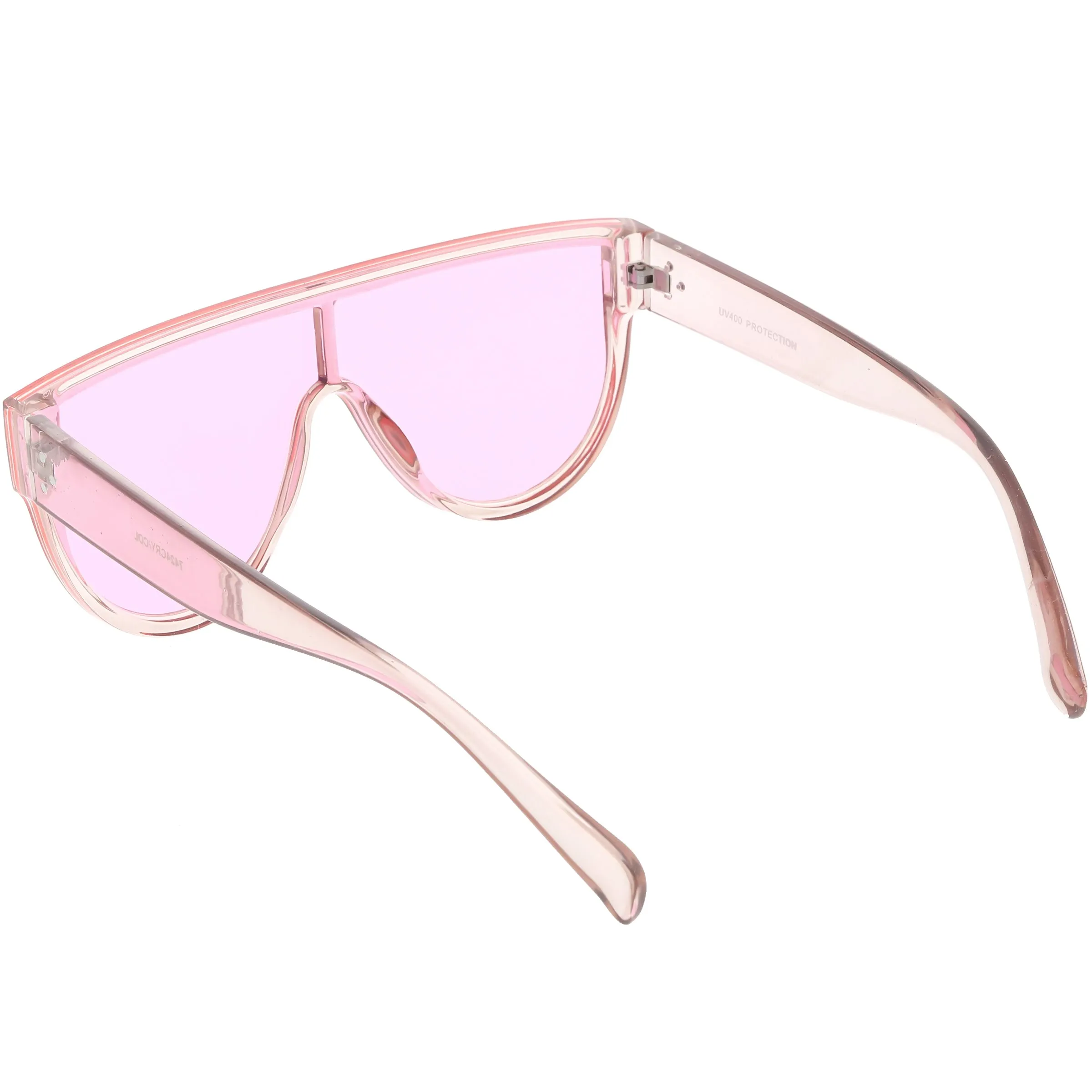 Retro Oversize Flat Top Transparent Color Tone Shield Sunglasses C559
