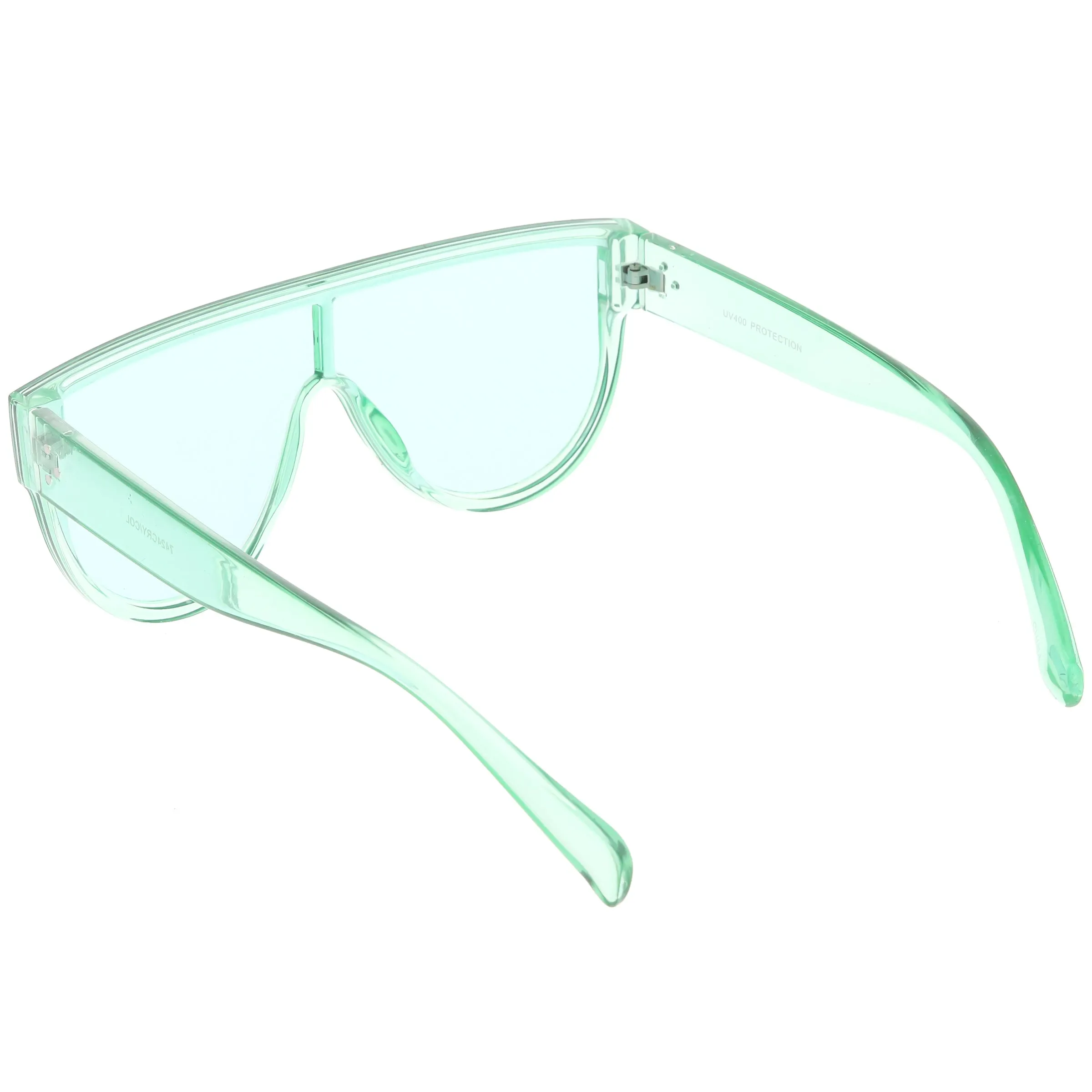 Retro Oversize Flat Top Transparent Color Tone Shield Sunglasses C559