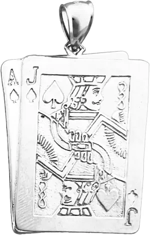 Rhodium Plated 925 Sterling Silver Ace Jack of Spades Pendant