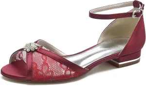 Roimaash Comfortable Wedding Shoes Flat Rhinestone Studs