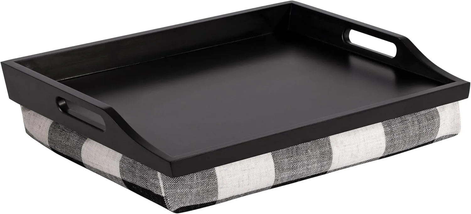 ROSSIE HOME Wood Bed Tray Lap Desk with Detachable Cushion, Serving Tray - Buffalo Check - Fits up to 15.6 Inch Laptops - Style No. 76108