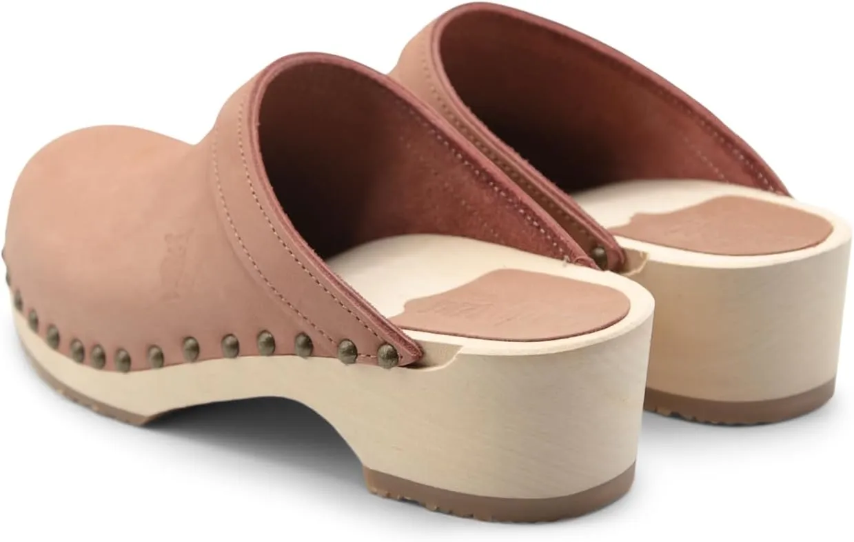 Sandgrens Handmade Swedish Wood Clogs for Women, Low Heel Mule | Athens