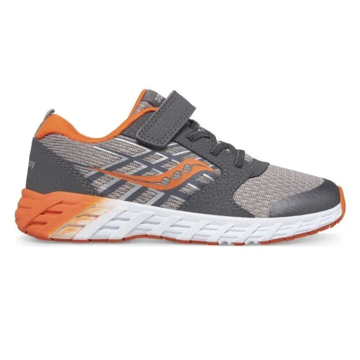 Saucony Little Boy's Wind 2.0 A/C Velcro Sneaker Grey / Orange