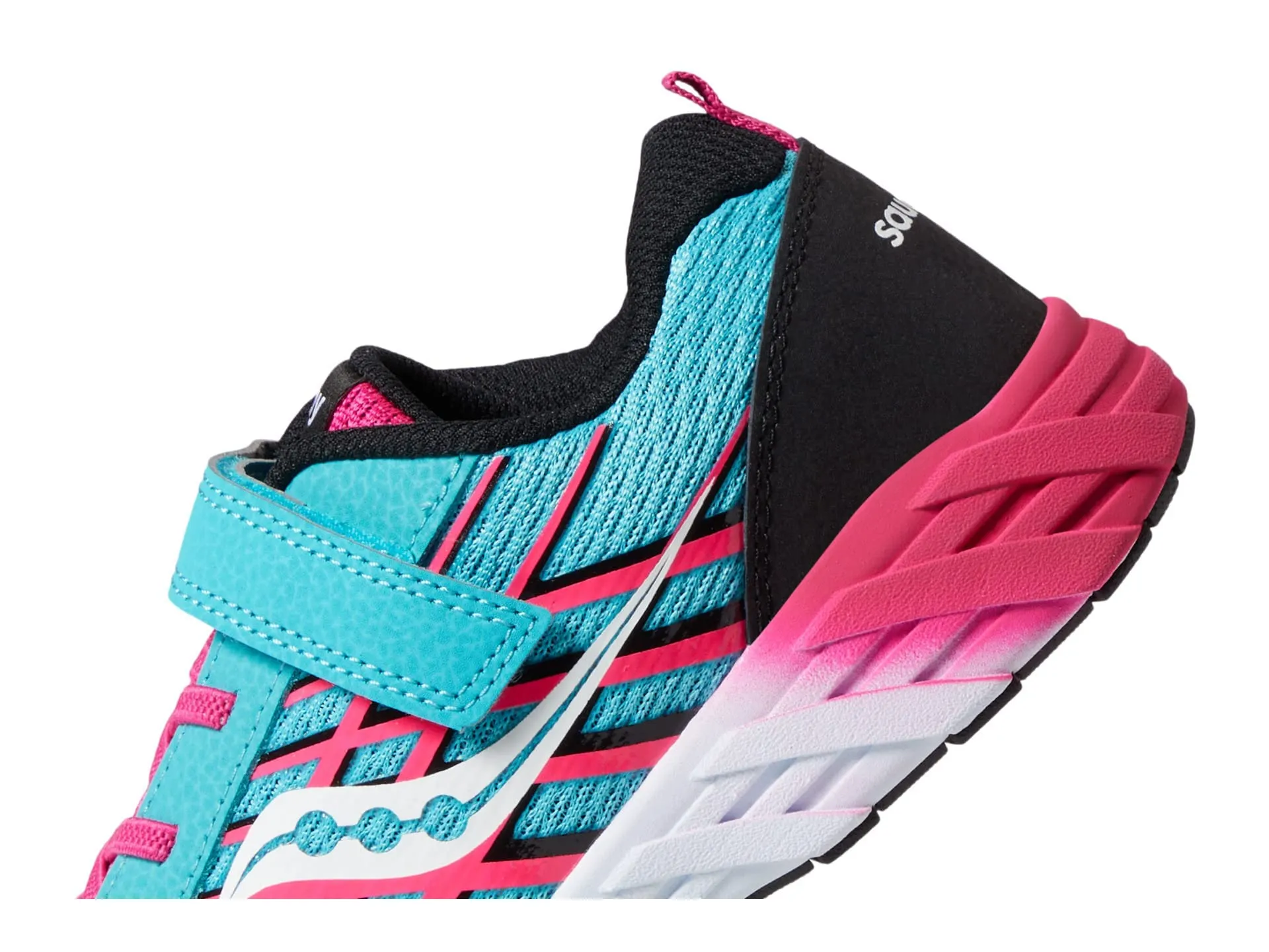 Saucony Wind Alternative Closure 2.0 Running Shoe, Turq/Pink/Black, 1.5 US Unisex Big Kid