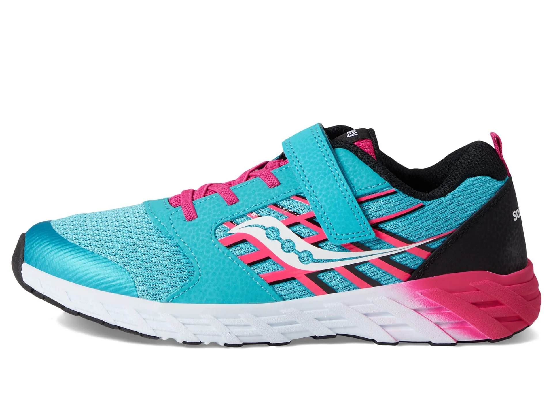 Saucony Wind Alternative Closure 2.0 Running Shoe, Turq/Pink/Black, 1.5 US Unisex Big Kid