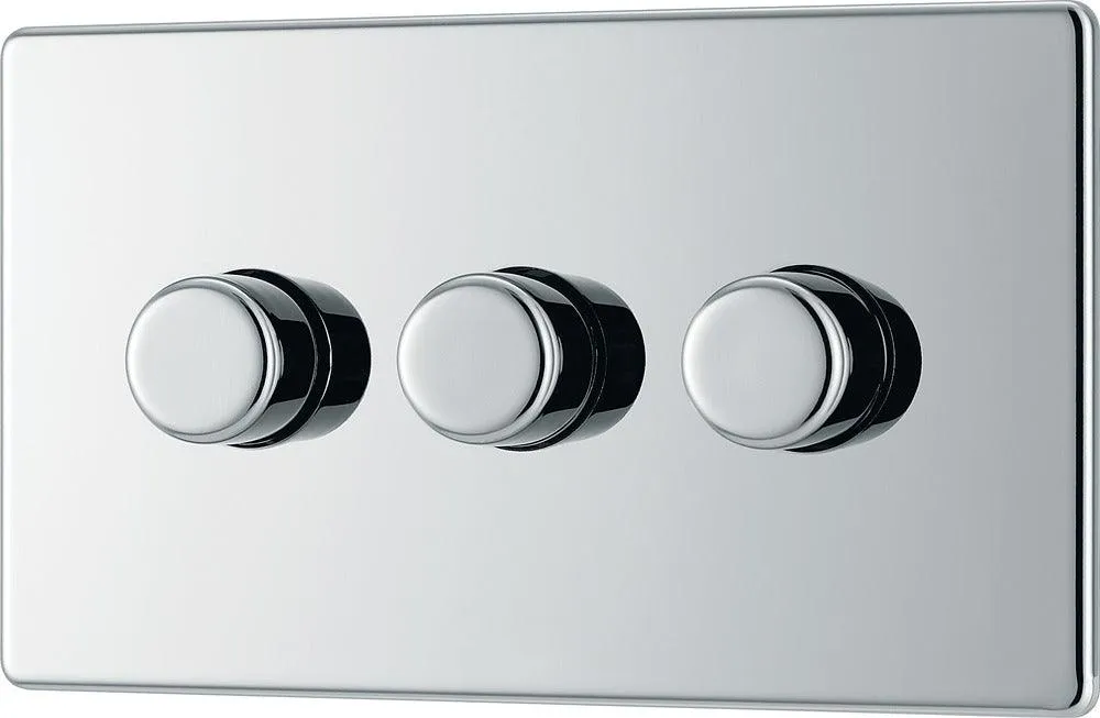 Screwless Flatplate Triple Led Dimmer Switch, 2-Way Push On/Off