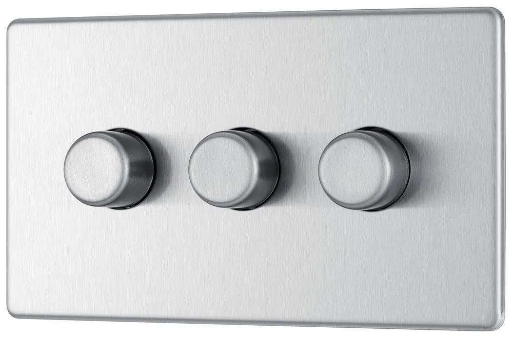 Screwless Flatplate Triple Led Dimmer Switch, 2-Way Push On/Off