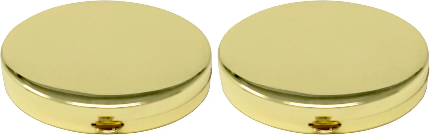 Set of 2 Oval-Shaped Pocket Purse Pill Box & Organizer with Dual Compartments (Gold Flat Top)