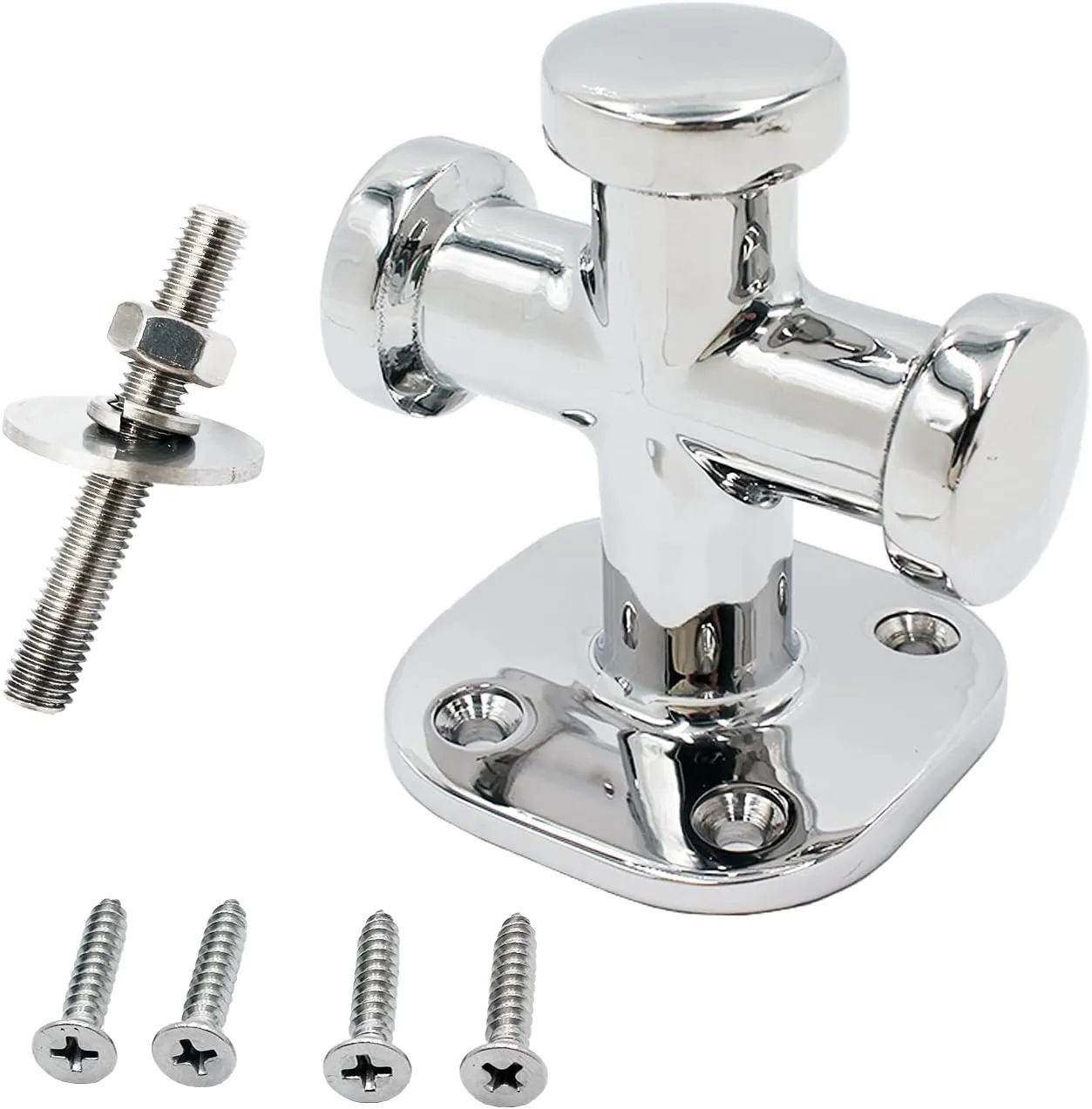 SHENGHUISS Dock Bollard Heavy Duty 63x63x81mm Single Cross Mooring Bitt Marine Stainless Steel 316 Hardware Rope Fasten Cleat w/Fasteners