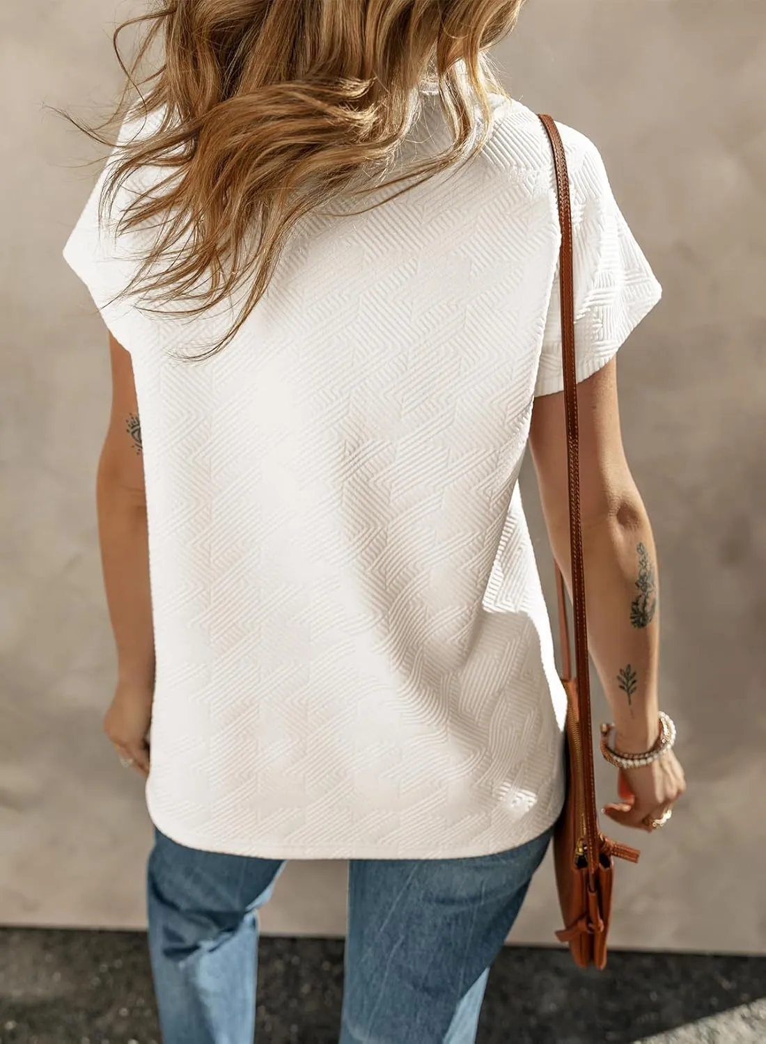 SHEWIN Women's Polo Shirts Casual Collared V Neck Short Sleeve T Shirt Tunic Tops Loose Fit