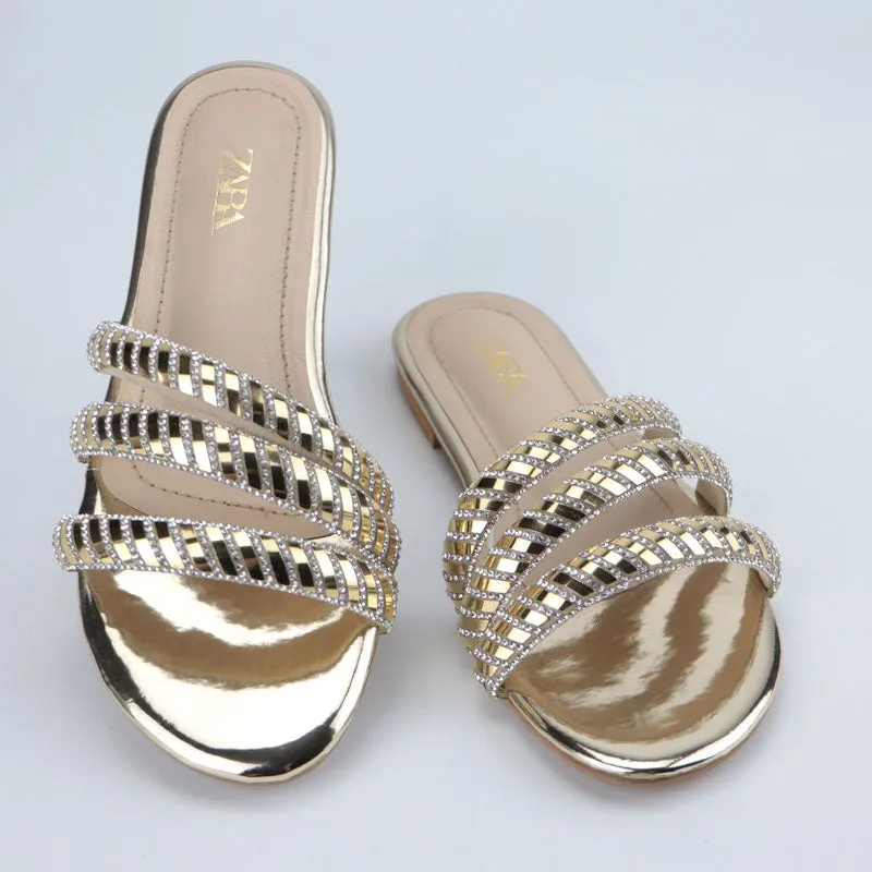 Shiny Metallic Straps Fancy Causal Slipper #1028 #22